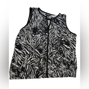Liz Claiborne XXL Black White Abstract Sleeveless Top Western Barn Chic
